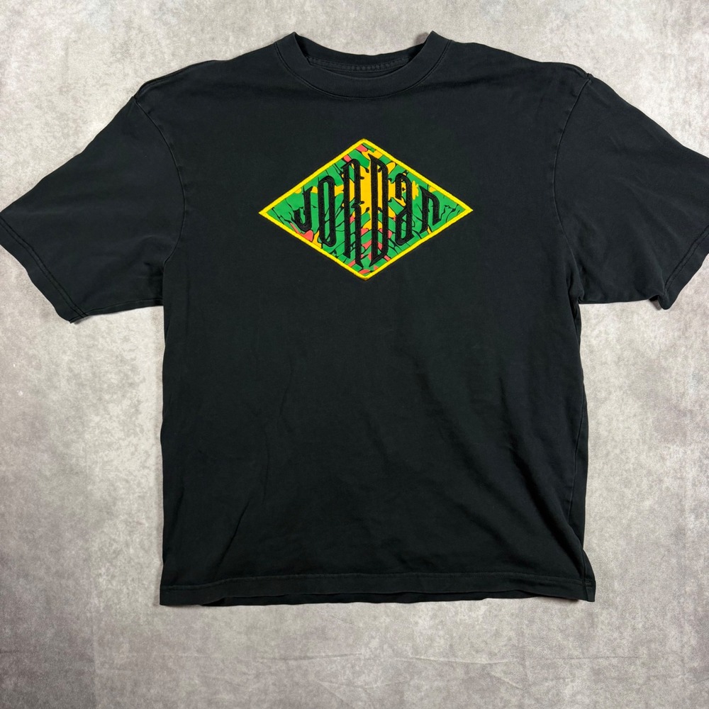 Jordan Brand Mens T-Shirt Medium Black Graphic Diamond Logo Short Sleeve Tee